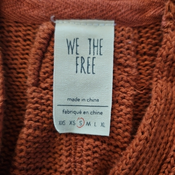 We The Free Free People Darcy Cropped Frayed Distressed Knit Sweater In Cedar S - Picture 11 of 14